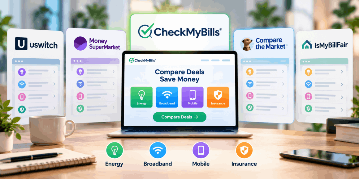 UK household bills comparison for energy broadband mobile and insurance